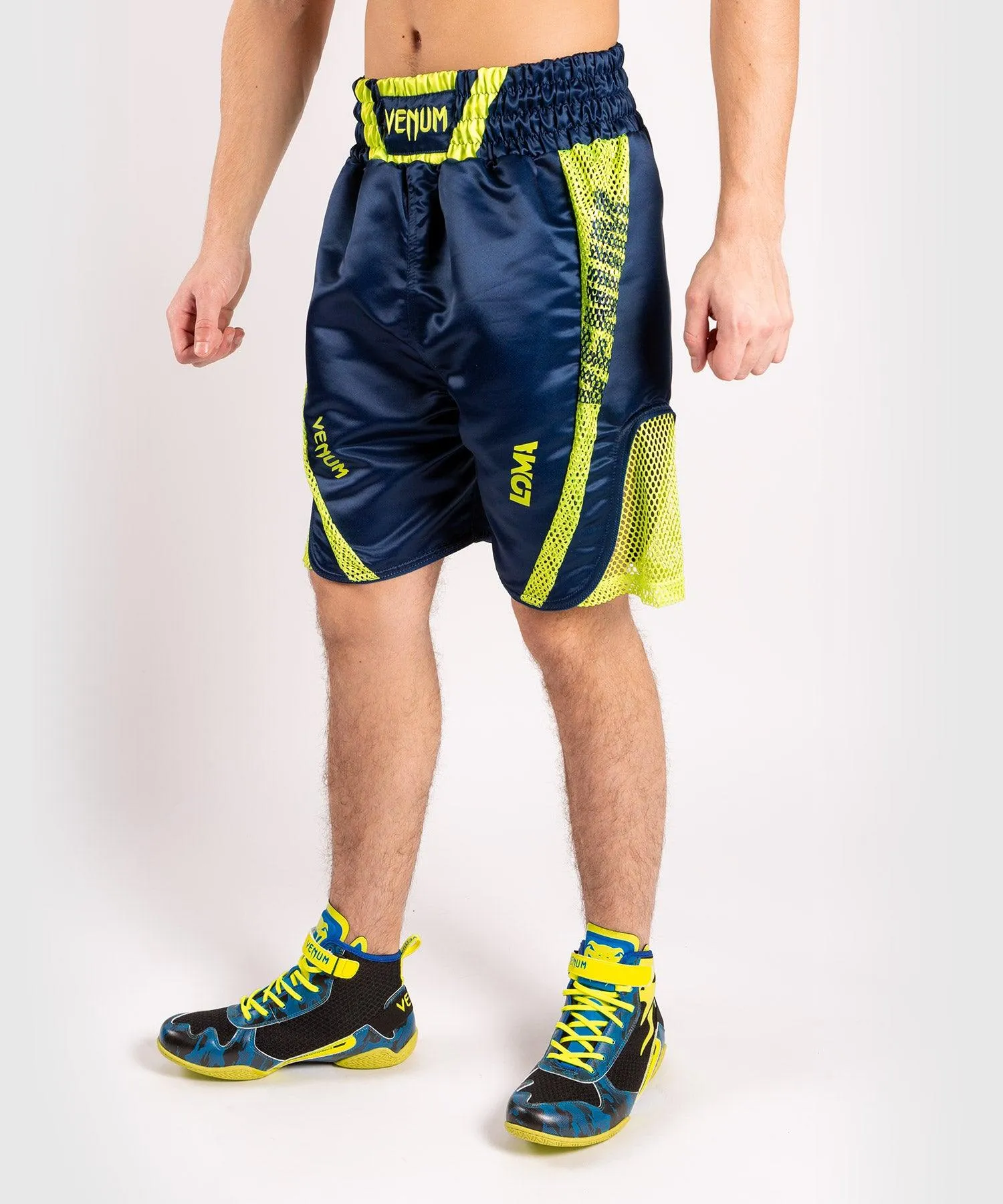 Shorts de boxeo Venum Origins - Azul/Amarillo