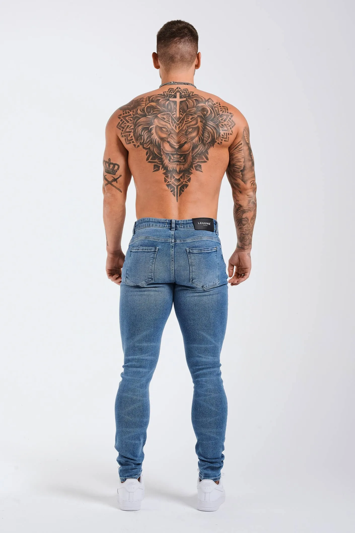 SLIM FIT JEANS 2.0 ESSENTIAL RIPPED - BLUE WASH