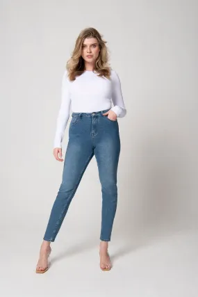 Slim Fit Mom Jeans - Mid Blue