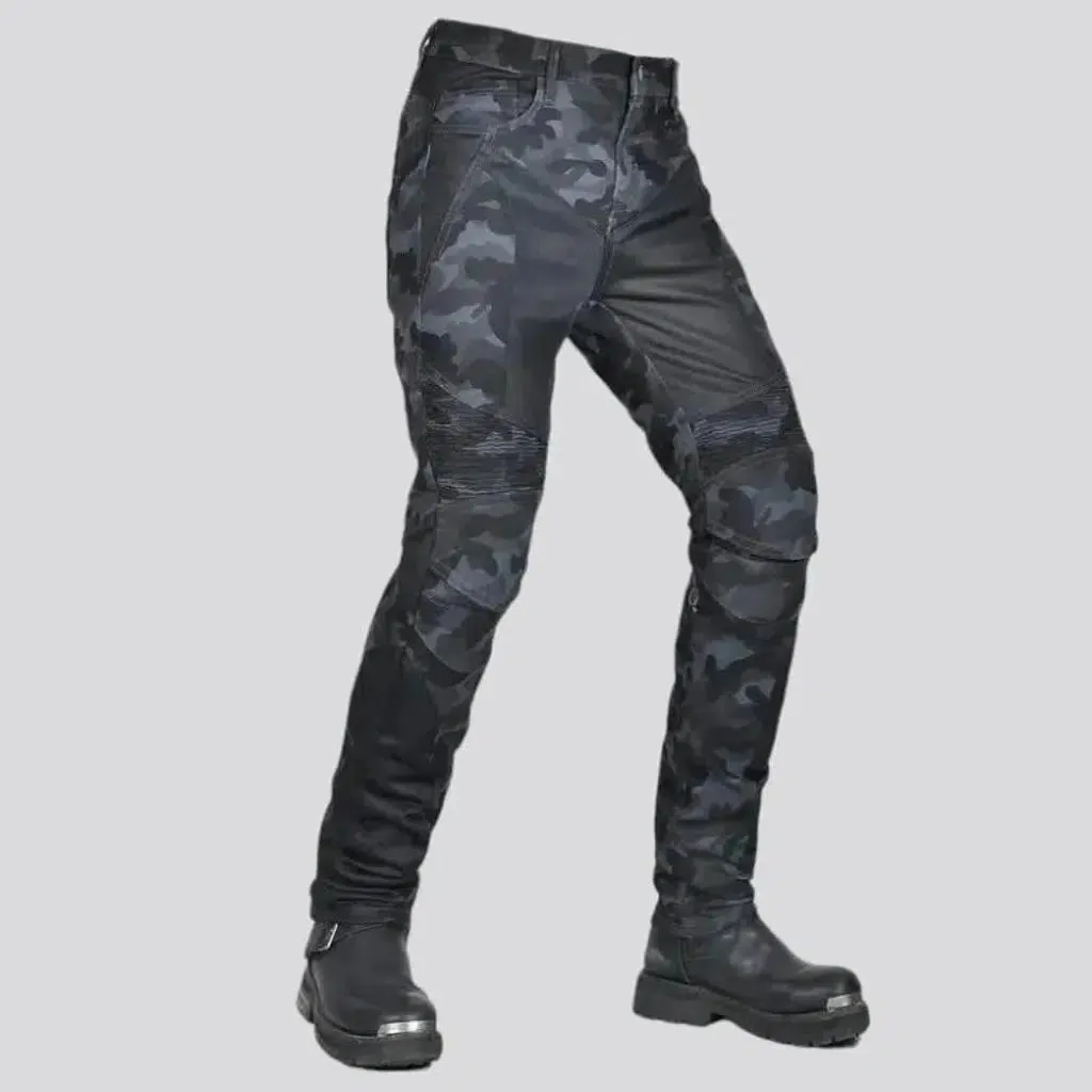 Slim high-waist men's biker jeans