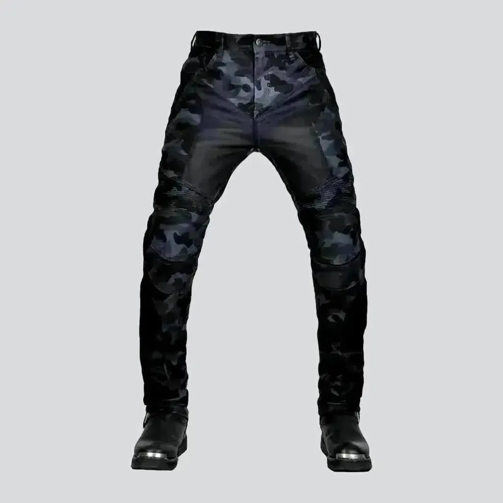 Slim high-waist men's biker jeans