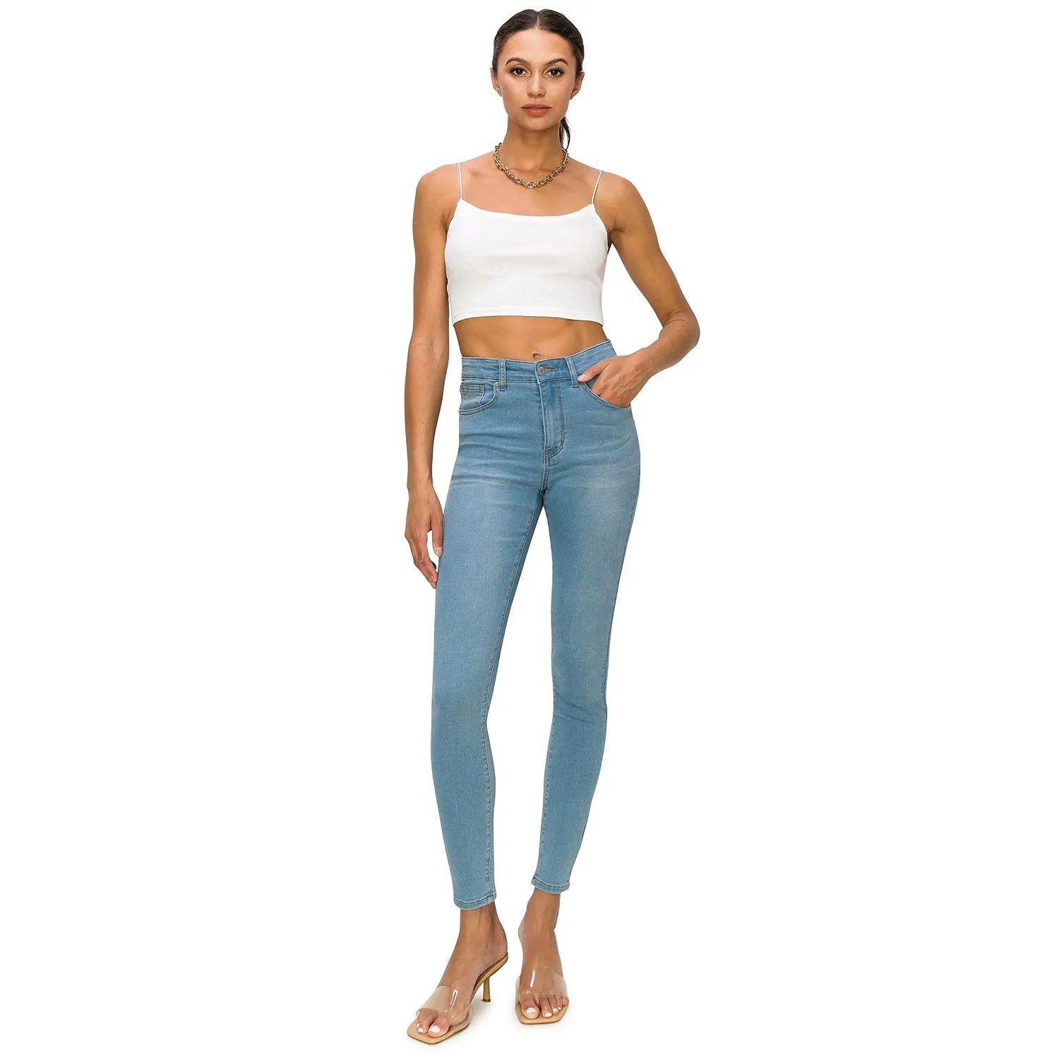 Soft Stretchy High Rise The Everyday Skinny Jeans - Light Wash