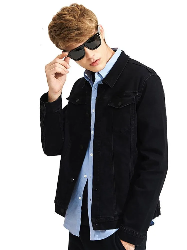 Solid black jeans jacket