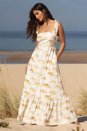 Vestido Biarritz Palm Tree Gold Linho