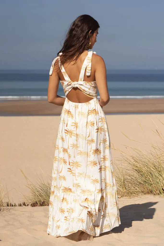 Vestido Biarritz Palm Tree Gold Linho