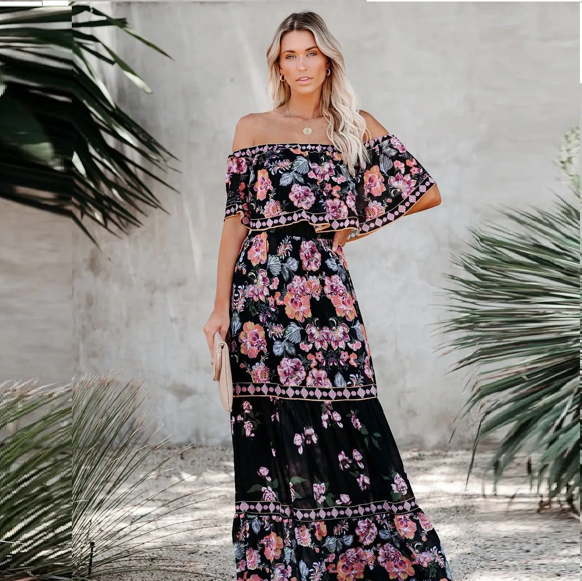 Vestido Feminino Floral Longo